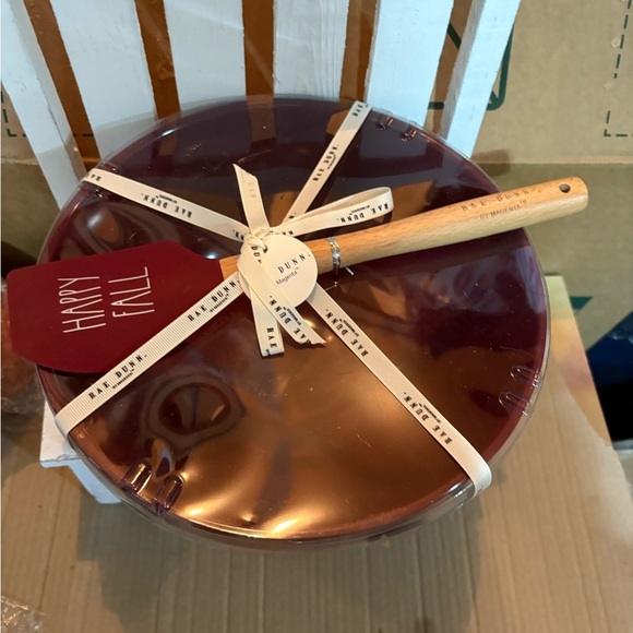 Rae Dunn Red Fall Y’all Mixing Bowl with Fall Design and Wooden Spoon - Picture 3 of 3